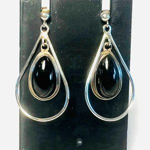 ONYX AND STERLING EARINGS